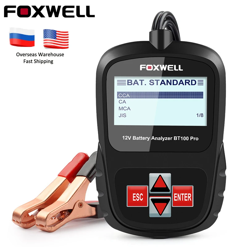 FOXWELL BT100 PRO 6V 12V Car Battery Tester For Flooded AGM GEL 100 to