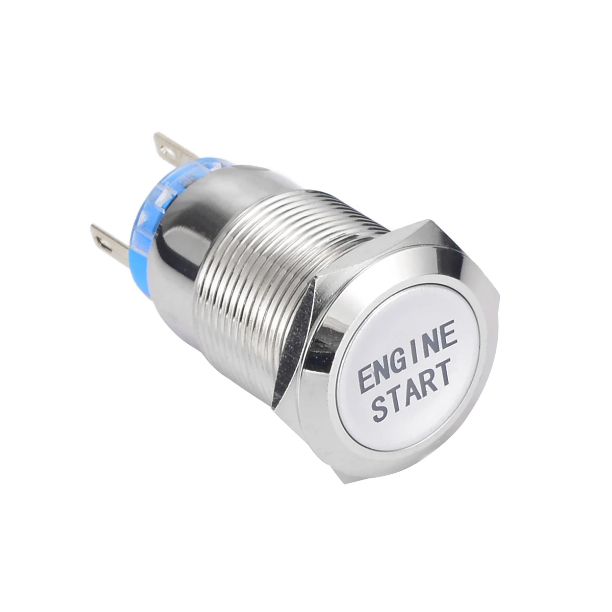 1pc Car Metal White LED Momentary Switch 12V 19mm Waterproof Engine Start Round Push Button Switches Mayitr