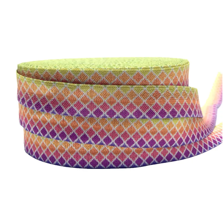 

5 Yards 16mm Gradient Clover Printed fold over elastic bands DIY Crafts Apparel Accessories wedding Party decoration