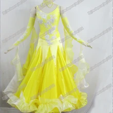 Желтый Новое поступление детская серая блесток дети Костюмы для бальных танцев танцевальный костюм Коктейль юбка Костюмы для латиноамериканских танцев Костюмы для бальных танцев танцевальная Платья для женщин Обувь для девочек b-0040