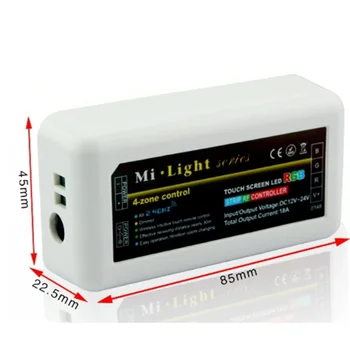 

Mi Light DC12V-24V RGB Led Controller Wifi 3 Channel Mi.light 2.4G Wireless 4 Zones 18A Max to Control RGB Led Strip Lighting