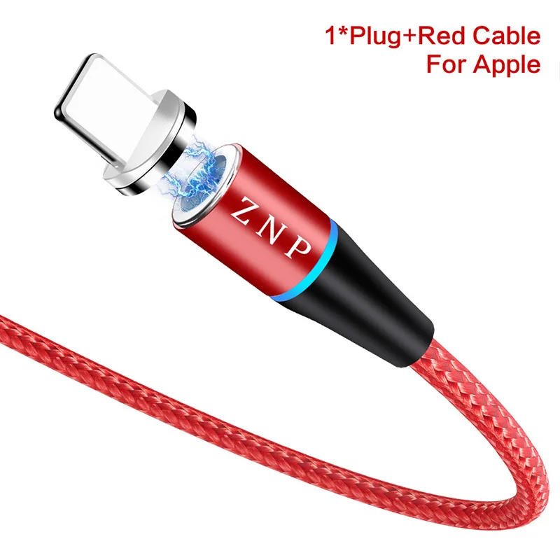 ZNP 3A Магнитный зарядный кабель Micro Usb для iphone Usb type C Microusb Быстрая зарядка Магнитный зарядный провод для samsung Xiaomi шнур - Цвет: Red For iPhone