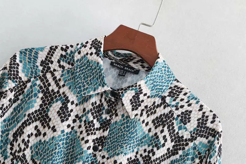 Buy 2019 women vintage snake skin print shirtdress bow sashes pleated midi dress female long sleeve vestidos casual dresses DS1907