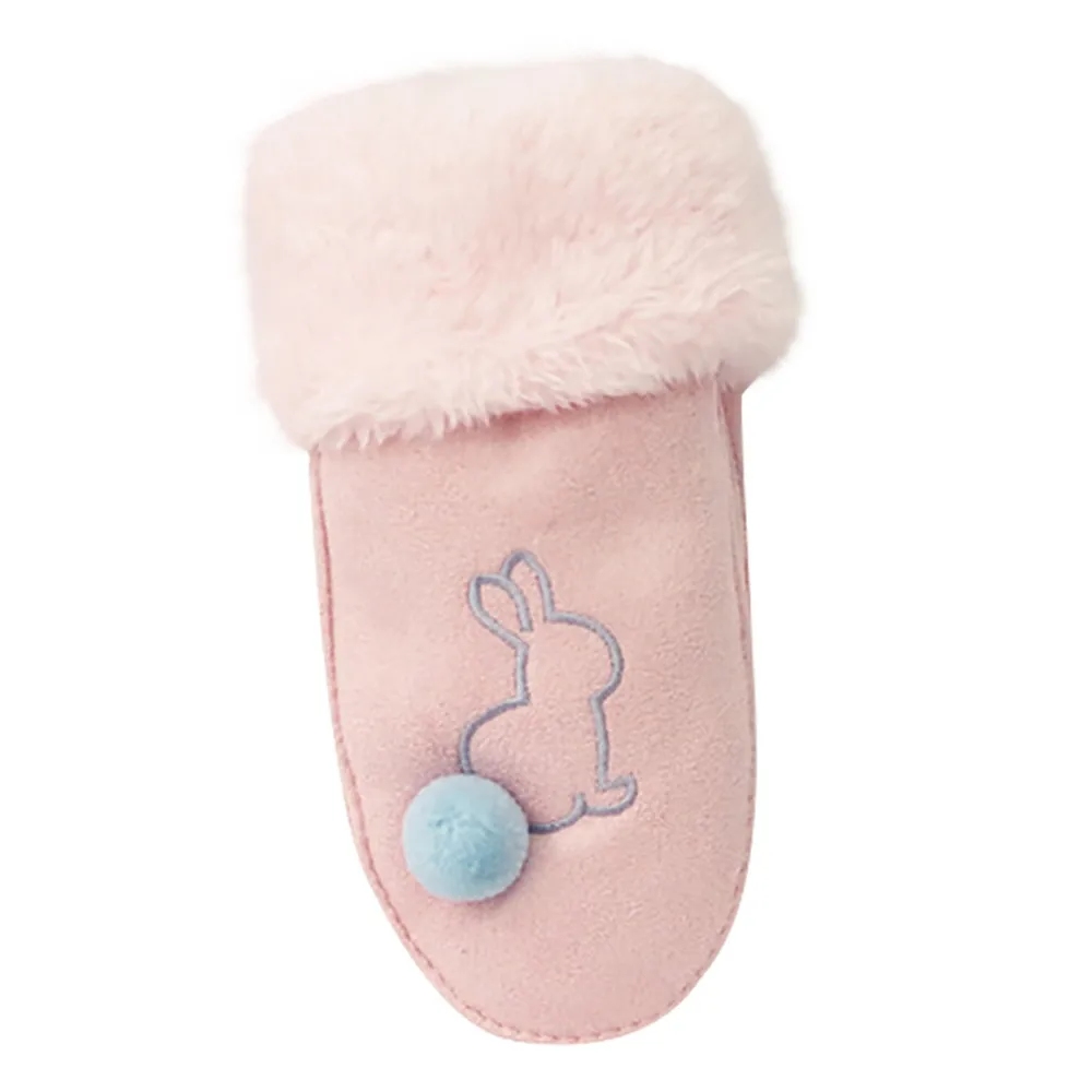 Рукавицы для детей, милые зимние детские рукавицы для девочек и мальчиков с мультяшным Кроликом, теплые рукавицы, перчатки для детей - Цвет: pink