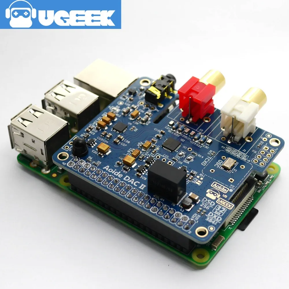 Звуковая карта Aoide UGEEK DAC II Hifi ES9018K2M 384 кГц/32 бит поддержка DSD для Raspberry Pi 3B/2B/3B +/3A +/4B