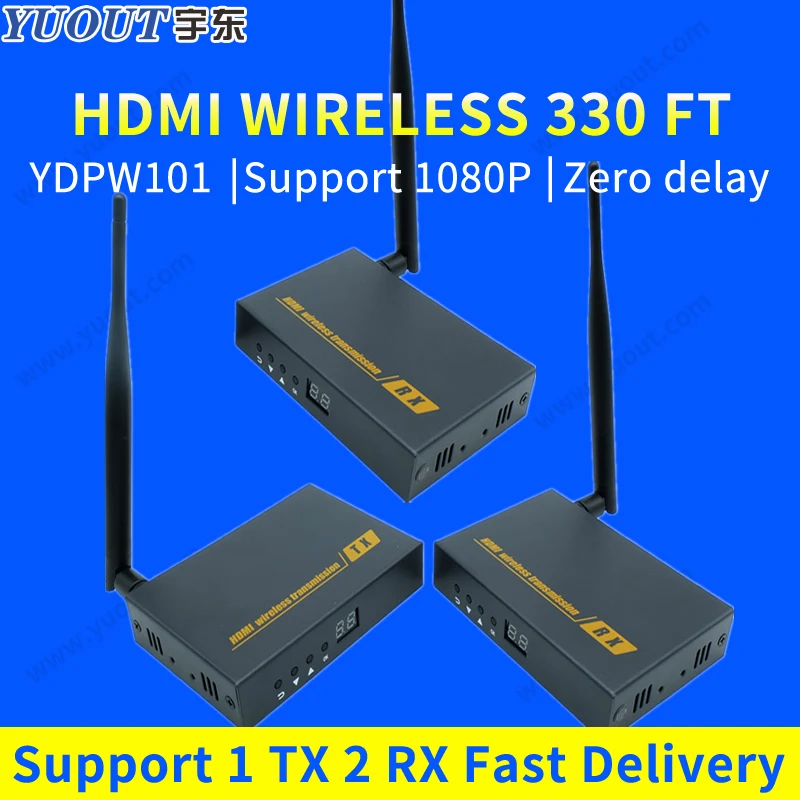 1 Sender + 2 Receiver 100m WIFI Antenna Wireless HDMI Transmitter Extender Support IR Control