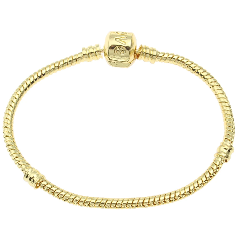 Fashion Women Gold color Snake Chain Bracelets & Bangles Barrel Clasp