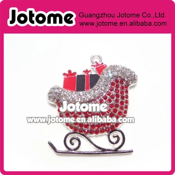 

51mm Red Christmas Sleigh with Packages rhinestone pendant for Christmas decorations,Christmas ornament