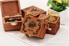 1PC New eight bearing woody hand desk ornaments gifts retro wooden music box 63x52x40mm A1075