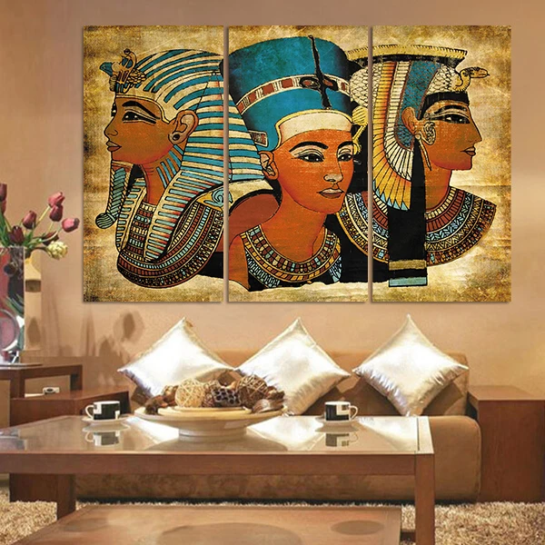Wall Art Picture Home Decoration Living Room 3 Panel Pharaoh Of Ancient