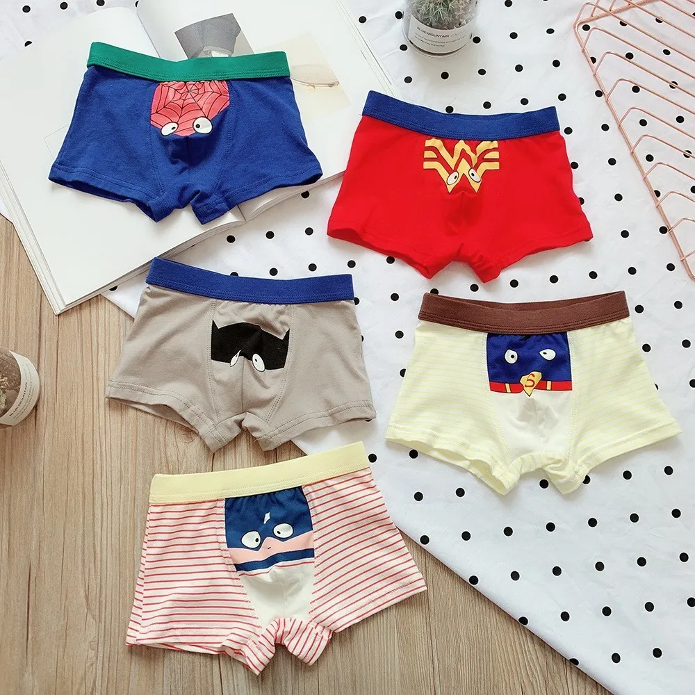 

Sell well 3-5 years old kid cotton underwear Spiderman Batman male cartoon printed child boys comics boxers briefs panties