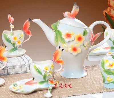 Drinkware Phalaenopsis coffee tea set suite home hotel guest room wedding gift