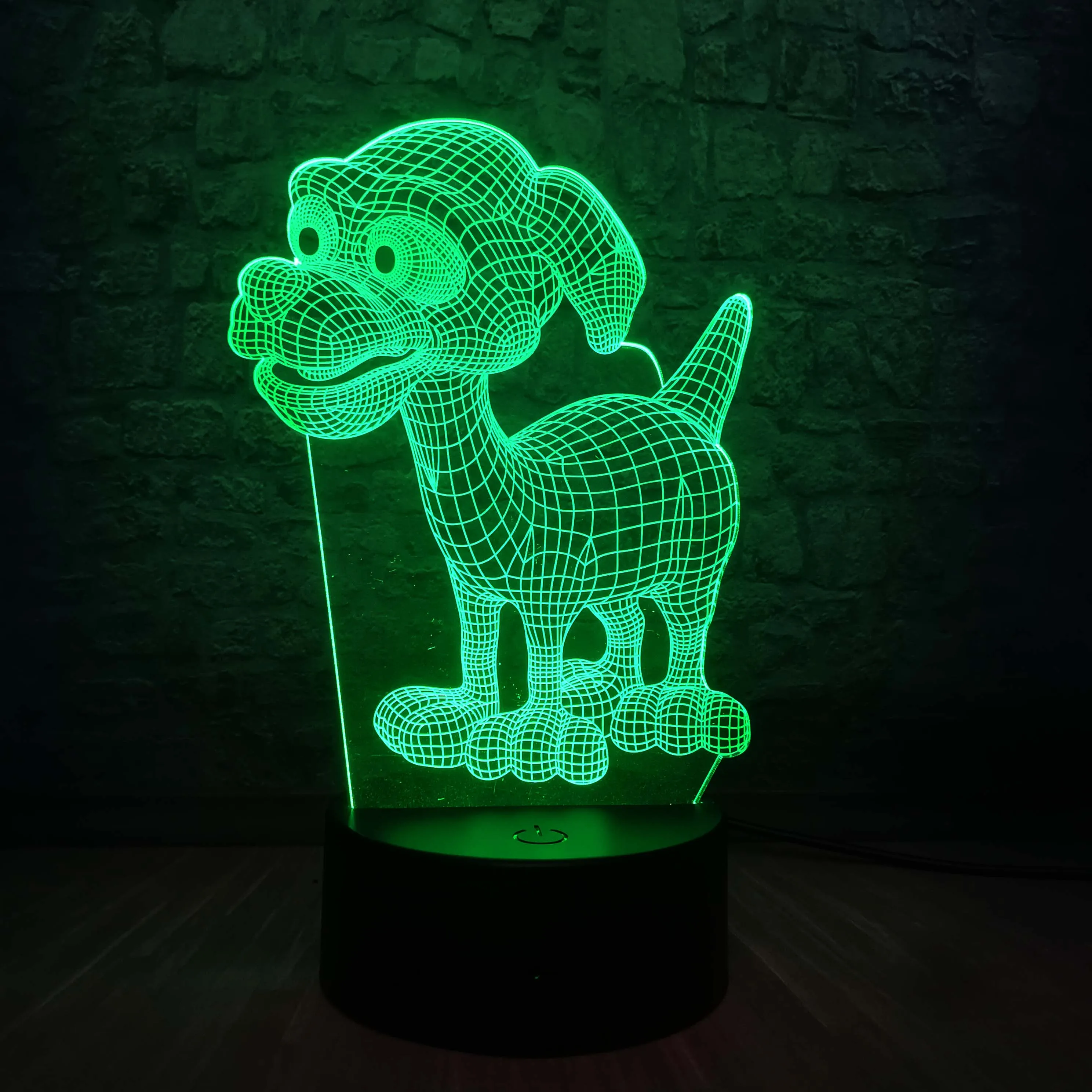 Новая милая собака 3D светодиодный USB лампа ночник светильник 7 цветов Изменение