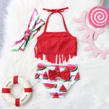 Лидер продаж; Летние Детские купальники с кисточками для девочек; герметичные Купальник бикини Многоразовые Детские купальники praia menino