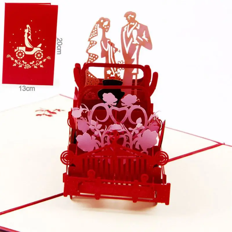  3D Ring Pop up Wedding Invitations Romantic Handmade Valentine's Day for Lover Postcard Greeting Gi - 32977355953