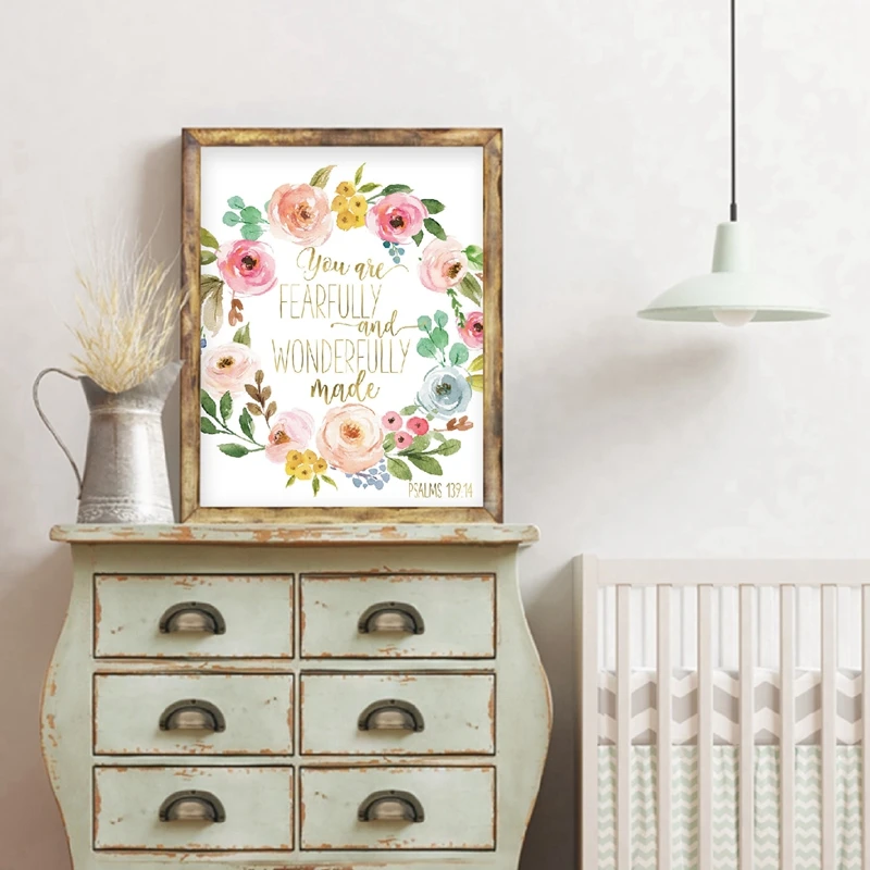 You Are Fearfully And Wonderfully Made Sign Canvas Print Nursery Deccor
