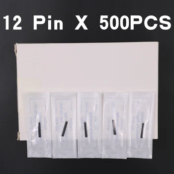 

500 PCS Permanent Makeup Manual Eyebrow Tattoo Needles Blade 12 Pin For 3D Embroidery Microblading Tattoo Pen black