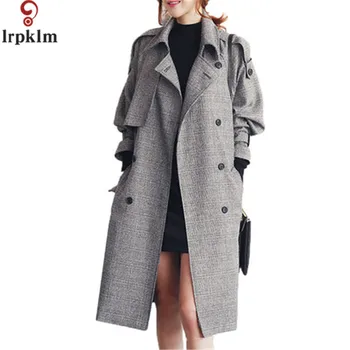 

2017 New Fashion Trench Coat For Women Slim Long Style Double Breasted Full Sleeve High Quality Autumn Trench Coat Women LZ222