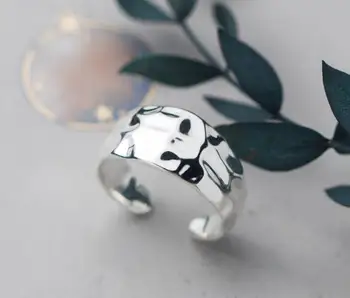 

size 4.5-size6.75 Authentic REAL. 925 Sterling Silver concave-convex Irregular Geometric Rings adjust Jewelry GTLJ1654