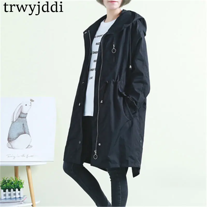 Automne Coupe caramel 2018 Manteau Taille vent Lâche N158 À Coréenne Vestes Survêtement Printemps Nouvelles blue Capuchon Solide Femmes D'hiver black Long De Beige BqZwBCz