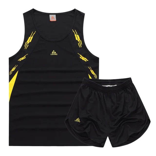Survete, мужской комплект для футбола, 2 шт., мужские спортивные костюмы, марафонский жилет+ шорты, гоночная одежда, спортивная одежда, комплекты для бега - Цвет: 8307 black Men