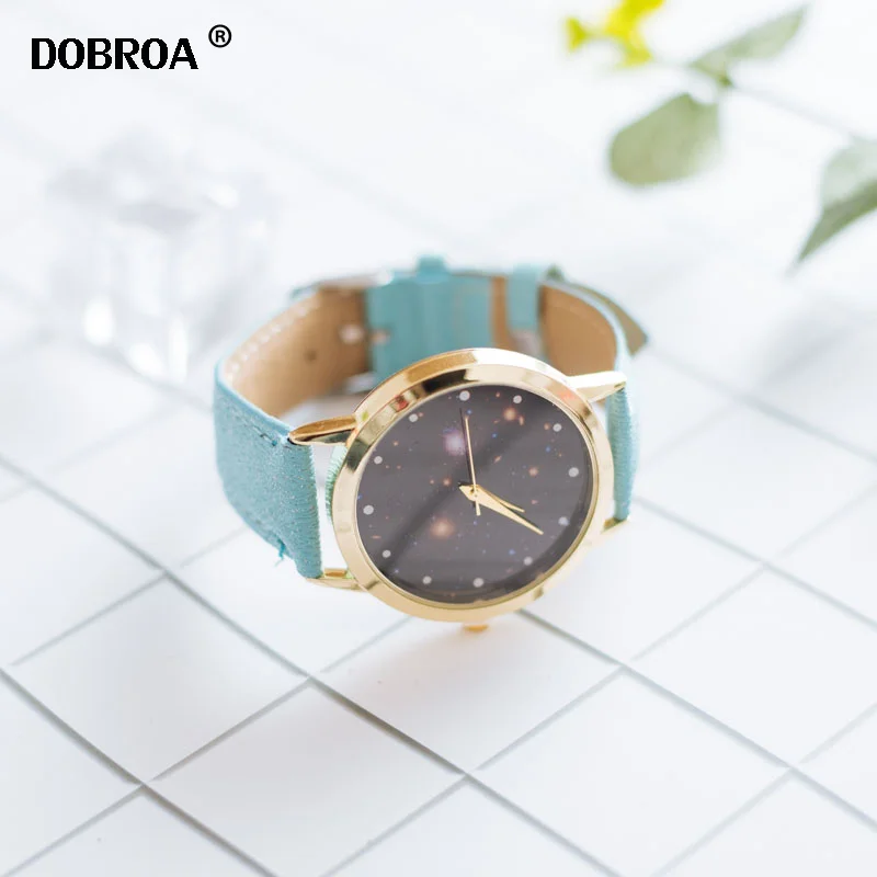 Relogio Masculino Reloj Mujer Сияющий циферблат кожаный ремешок из металла мода Малый Повседневный ремень для часов для мужчин леди звездное небо