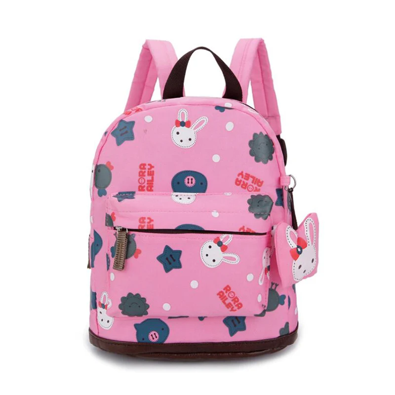 

2017 Cartoon bear Children School Bag canvas lovely Rabbit Baby Snack Pack Anti lost Kindergarten kid backpacks girl boy Mochila