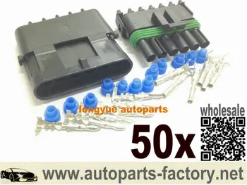 

longyue 50 Kit Weather Pack 6 Pin Sealed Wiring Connector Kit