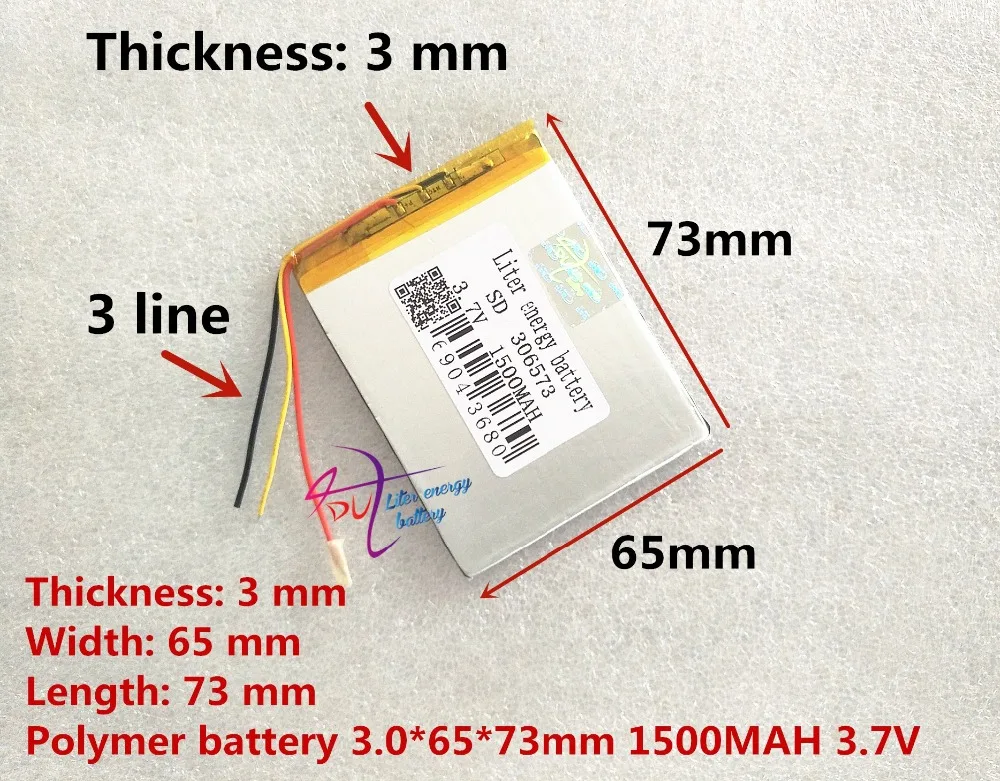 3 линии 306573 3,7 в 1500 мАч литий-полимерные LiPo ячейки питания для PAD gps Vedio игра электронная книга планшет ПК Внешний аккумулятор