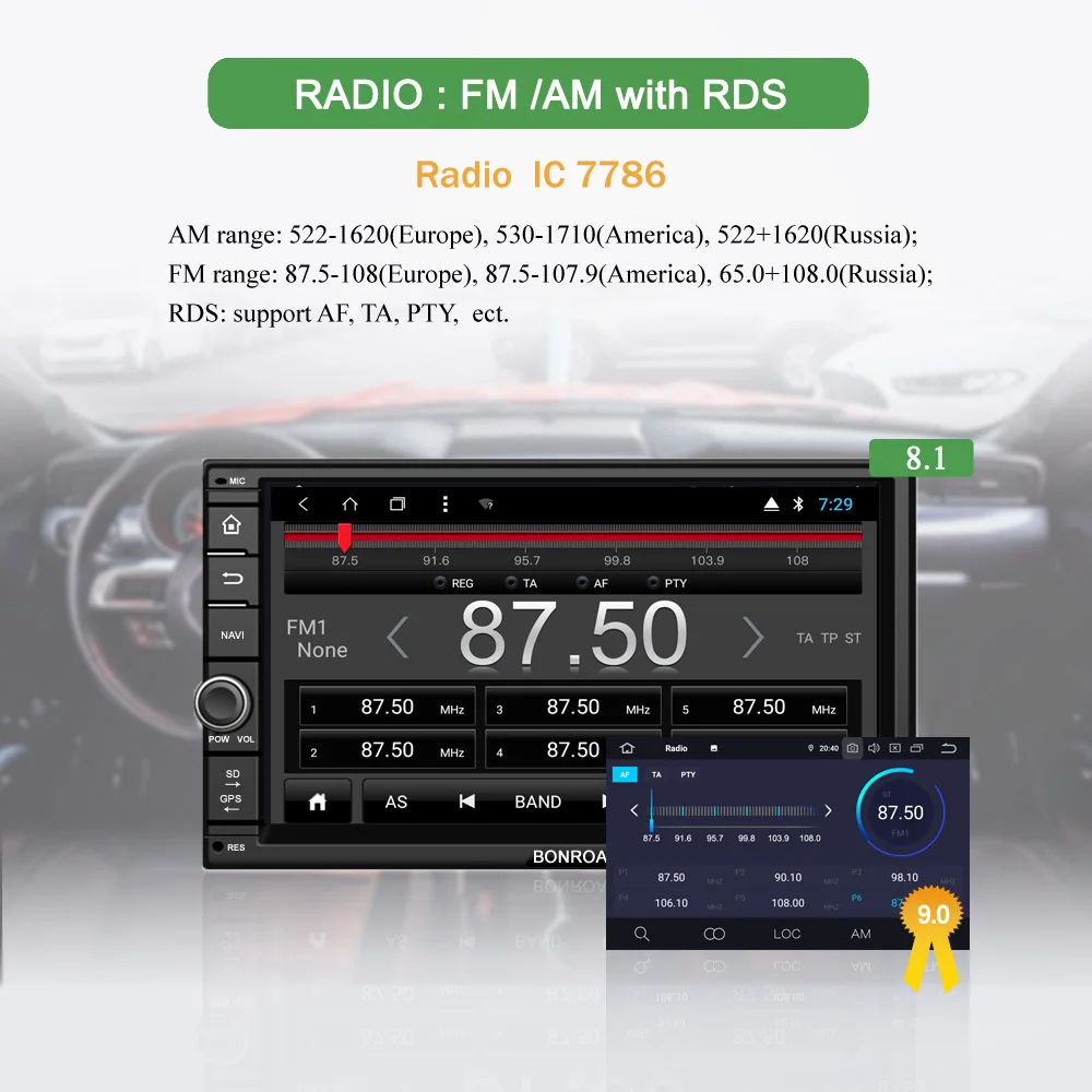 Bonroad " 2Din Android автомобильный мультимедийный стерео плеер для Nissan для hyundai для Kia gps навигация Радио Видео с RDS(без DVD