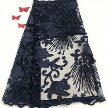 

African Lace With Sequins Embroidery Textile Lace Fabric High Quality Sequins French Tulle Lace Fabrics For Wedding rof65-1506