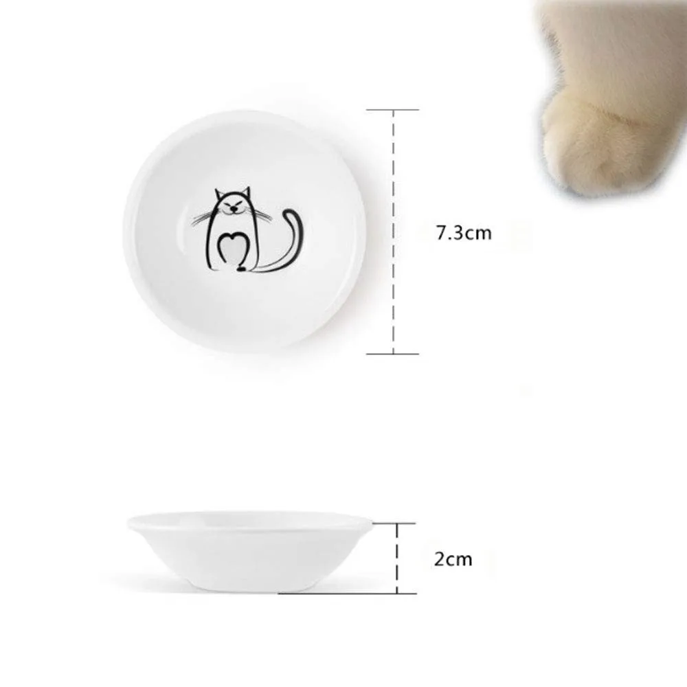 Super Cute Cat Ceramic Sauce Dish,Mini Side Seasoning Dish,Condiment Dishes,Sushi Soy Dipping Bowl,Snack Serving Dishes,Meow Porcelain Small Saucer Set01