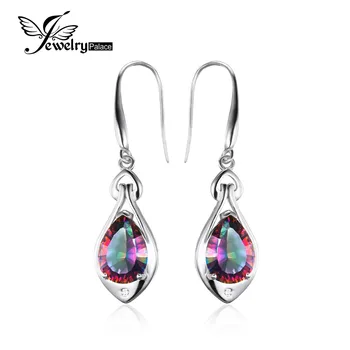 Jewelrypalace Water Drop 6.8ct Rainbow Fire Mystic Topaz Dangle Earrings Pure 925 Sterling Silver New Fine Jewelry For Women
