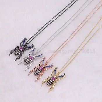 

5 strands bugs necklace Insects bee pest pendants necklace small size jewelry 18" mix color necklace pets beads 3041