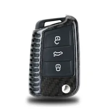 Black Dry 100% Genuine Real Pure Dry Carbon Fiber Refitting Car Styling CF T-Carbon Key Case Cover Decor Accessory for Skoda