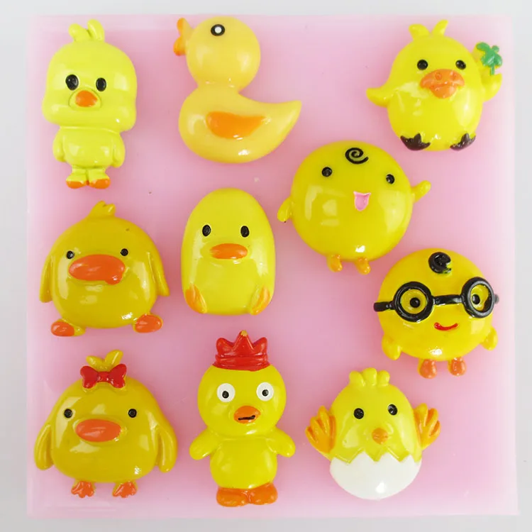 

Free shipping cute Chicken little yellow duck silicone Molds Cakes chocolate Cake decoration mould cake tool