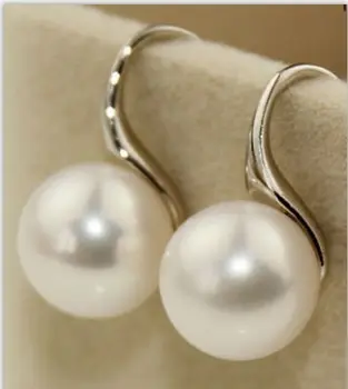 

a pair of round 9-10mm natural south seas white pearl earrings silver