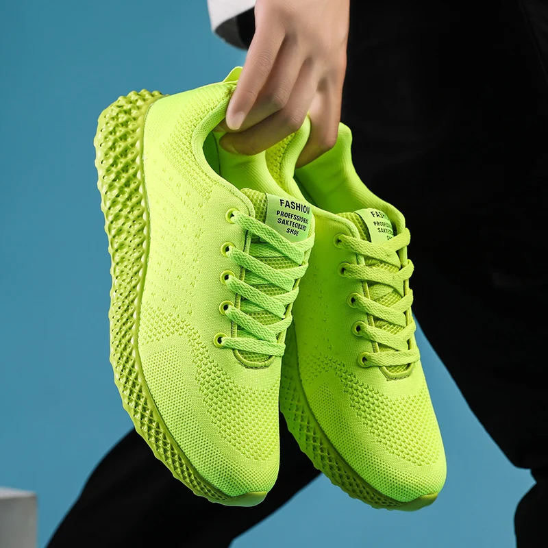 

2019 New Women Vulcanize Shoes Fashion Breathable Walking Mesh Lace Up Flat Sneakers Women Tenis Feminino Yellow Casual Shoes
