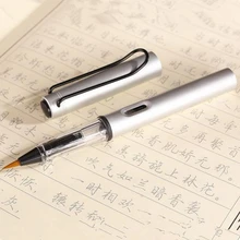 1 шт. серебряная металлическая каллиграфическая ручка мягкая кисть для письма волос Акварельная авторучка живопись инструмент для рисования школьные канцелярские принадлежности