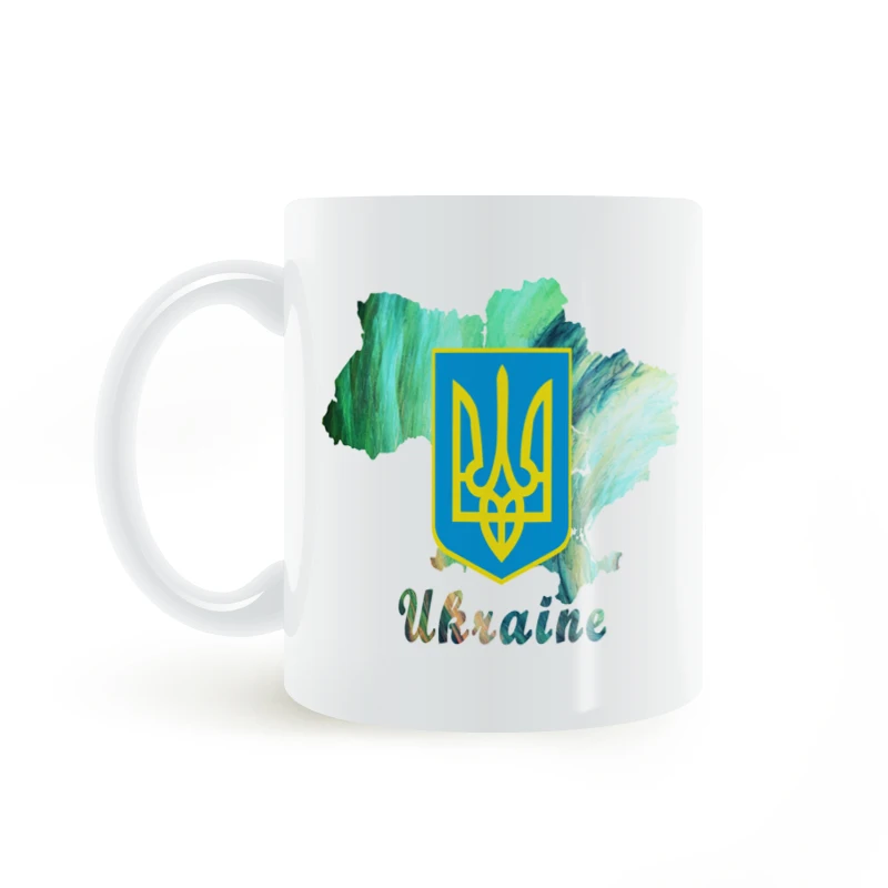 

Golden Trident Blue Coat of Arms Ukraine Map Mug Coffee Milk Ceramic Creative DIY Gifts Home Decor Mugs 11oz T186