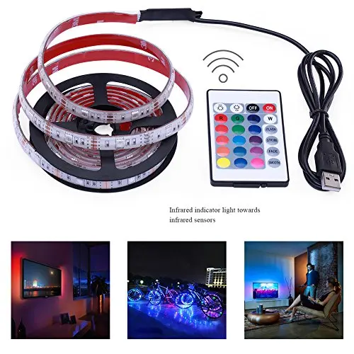 1 м DC12V 5050 светодиодные Газа гибкая Водонепроницаемый RGB 24 клавиши Дистанционное