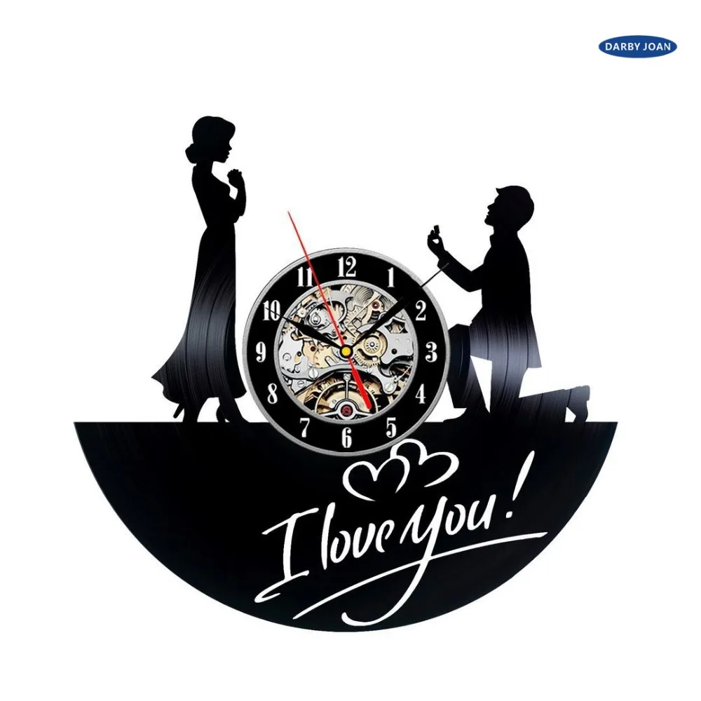 Vinyl Clock Proposal Romantic Valentines Lovers Gift ,wall clock saat