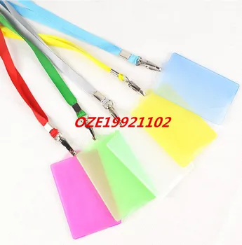 

1PCS Plastic Vertical ID Badge Card Holder w Nylon Lanyard Neck Strap