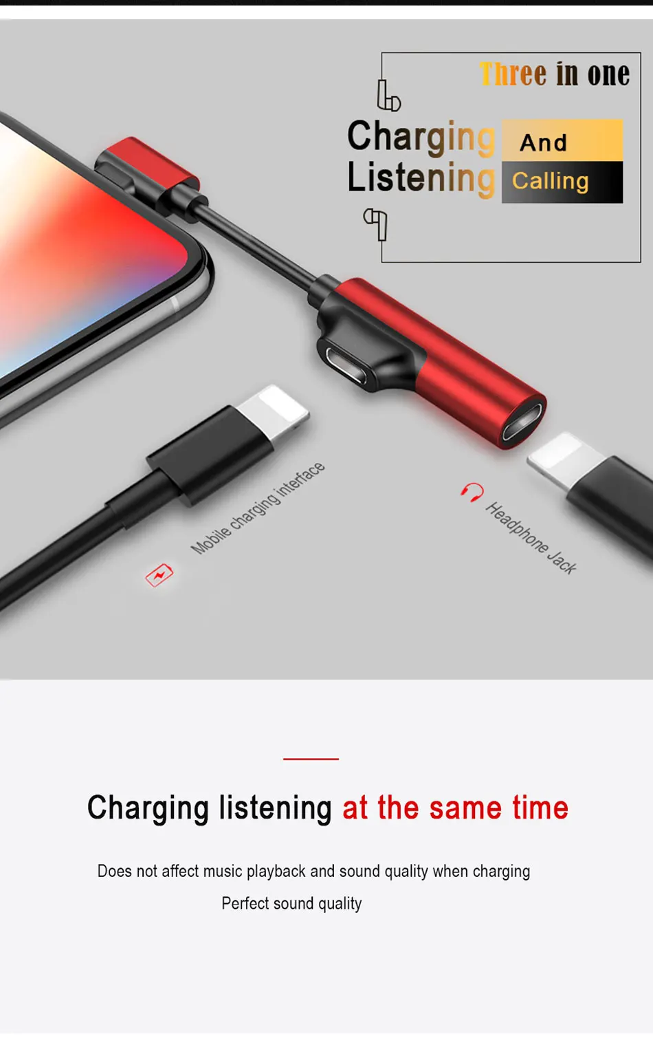 !ACCEZZ 2 in 1 Charging Audio Adapter For iphone X 8 7 Plus IOS 10.311 Dual Lighting Charge Jack to Earphone AUX Splitter Cable (2)