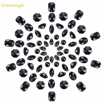 

GraceAngie 70pcs Black Waterdrop Flatback Crystal Rhinestones Mixed Size Finding Stick on Scrapbooking DIY Jewelry accessories