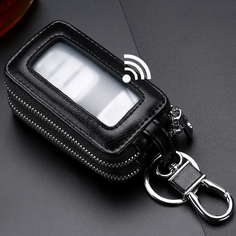 

Hot Selling Men Leather Zip Around Key Case Double Layers Car Key Holder Keychain Wallet -B5