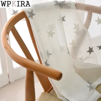 

Gray/Pink Stars Embroidered Voile Curtains for Living Room the Bedroom Sheer Curtains Tulle Window Curtains Fabric Drape 159&30