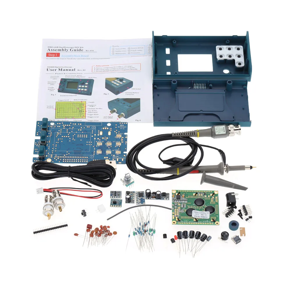 ЖК-цифровой осциллограф частотомер DIY Kit с профессиональным BNC зонд USB интерфейс DSO 20MSa/s 3 МГц