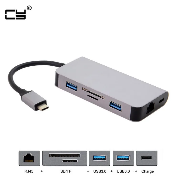 Док USB-C C type-C к Ethernet 2 порта концентратор TF зарядное устройство SD кардридер многопортовый адаптер