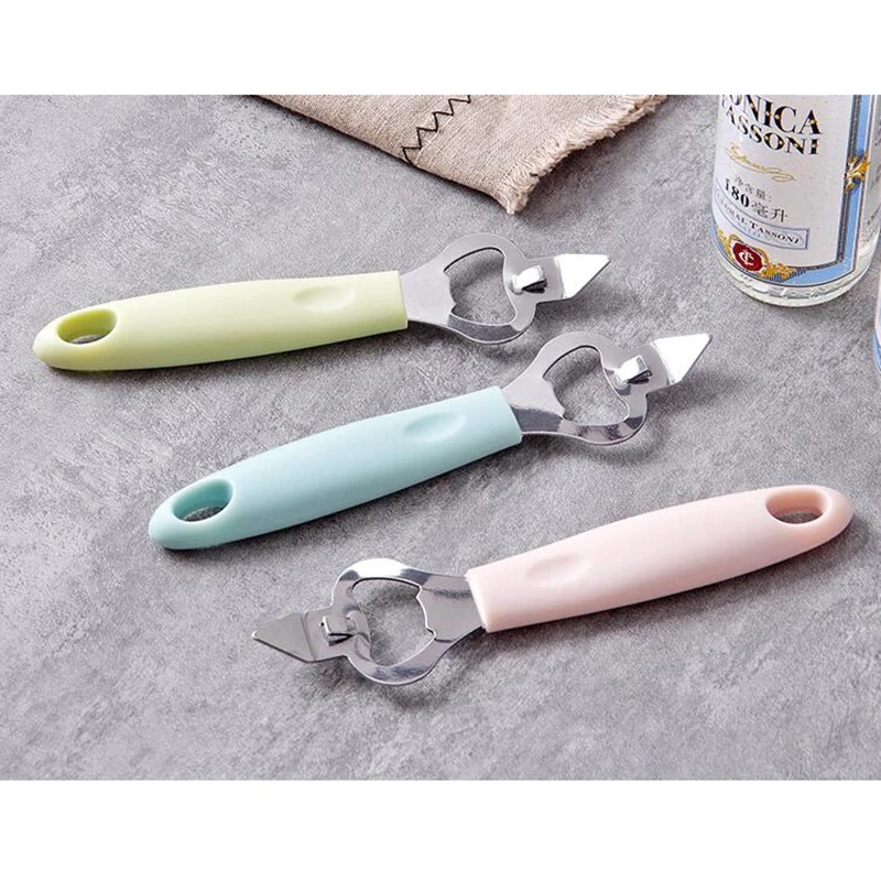 

1Piece 3in1 Multifunction Easy Manual Side Cut Metal Beer Bottle Opener Stainless Steel Plastic Handle Can Opener Kitchen Tools